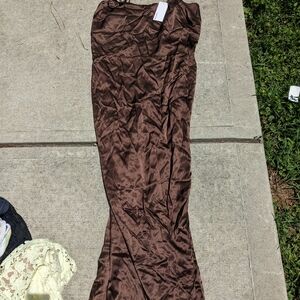 Elegant Brown Satin Gown